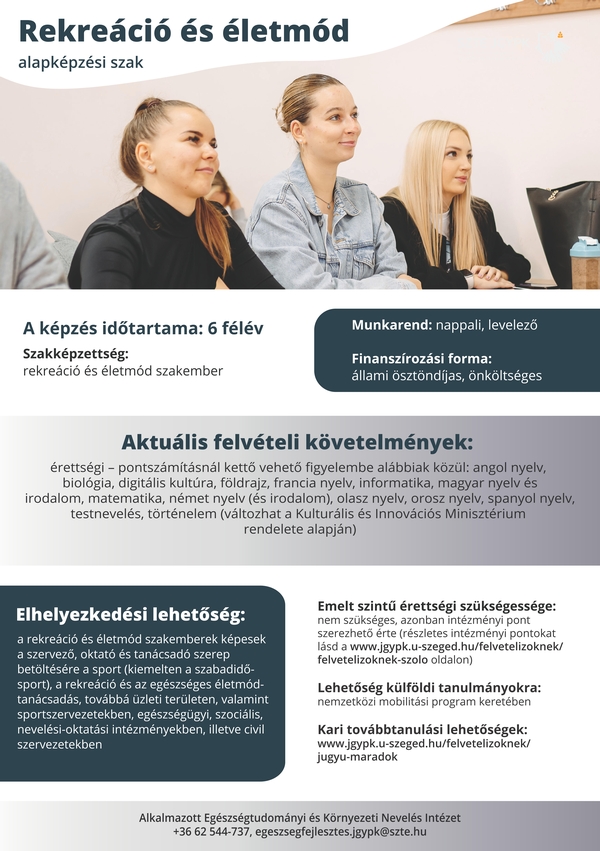 BSc rekreáció és életmód