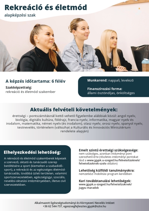 Rekreáció és életmód BSc szak
