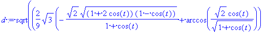 d := sqrt((2/9*sqrt(3)*(-sqrt(2)*sqrt((1+2*cos(t))*...