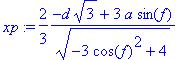 xp := 2/3*(-d*sqrt(3)+3*a*sin(f))/(sqrt(-3*cos(f)^2...