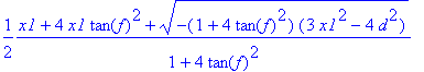 1/2*(x1+4*x1*tan(f)^2+sqrt(-(1+4*tan(f)^2)*(3*x1^2-...